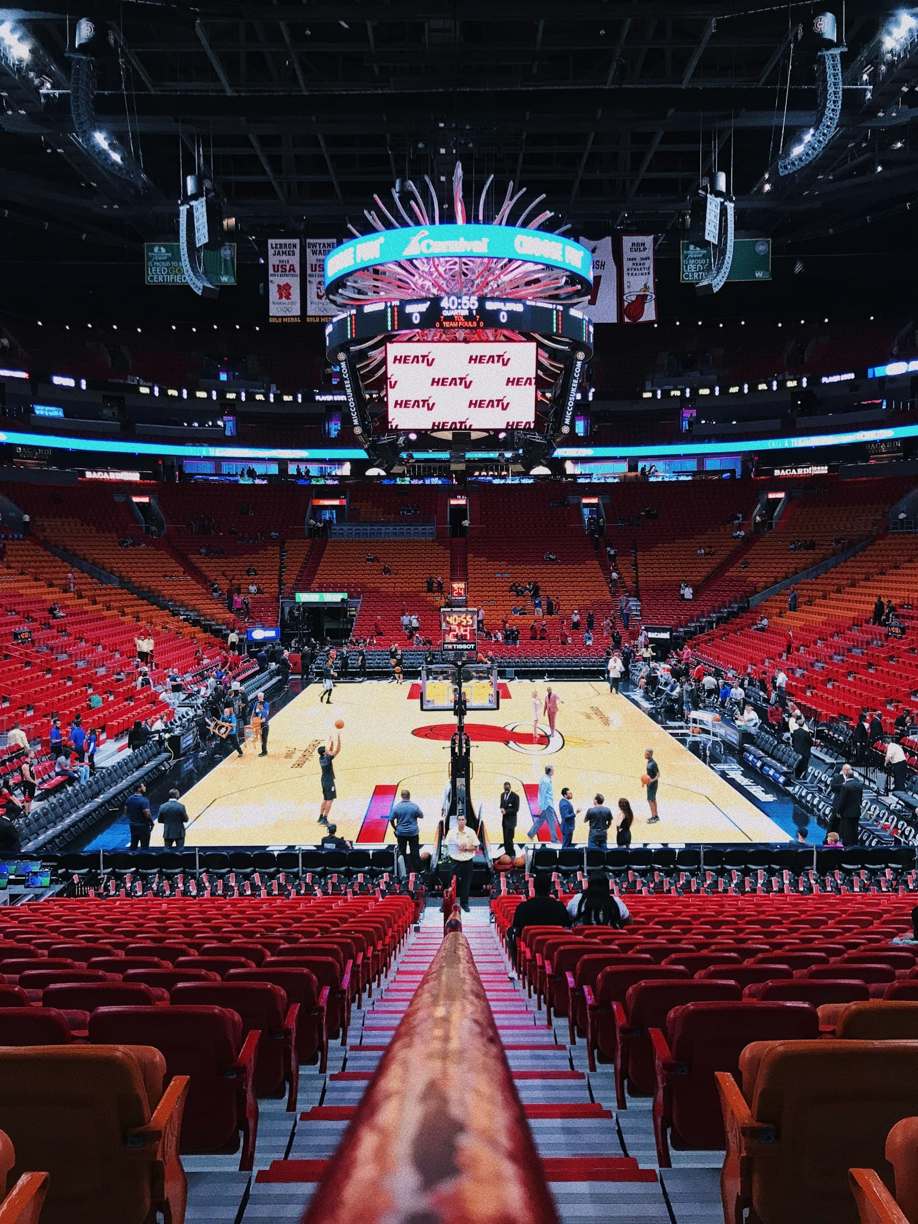 Indoor basketball arena before a tournament game